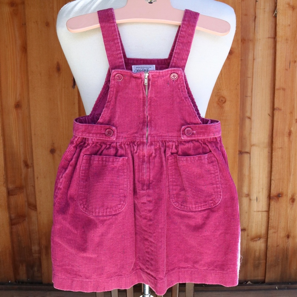 Vintage Saks Fifth Avenue Girls Magenta Corduroy Skirtall Dress Pinafore 4T
